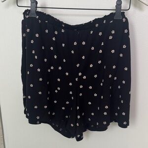 Black Floral Print Soma Women's PJ Shorts